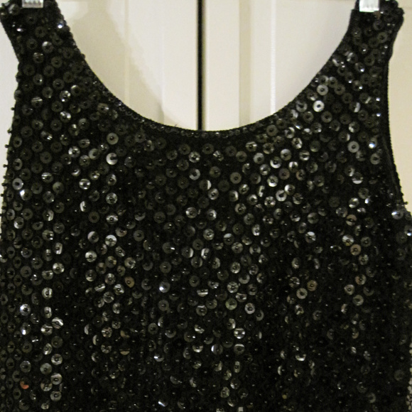 Vintage beaded/ sequin ladies tank Black S Lg/40 - Picture 2 of 3